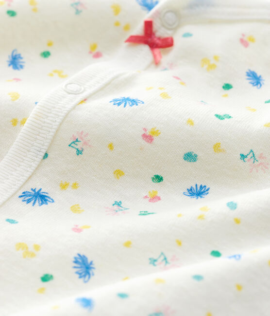 Combicourt à petites fleurs bébé en coton et lin