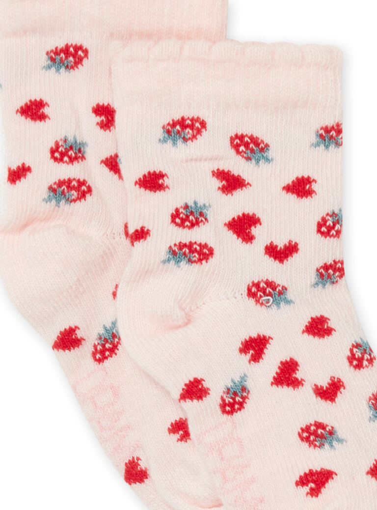 Chaussettes à imprimé fraises et coeurs