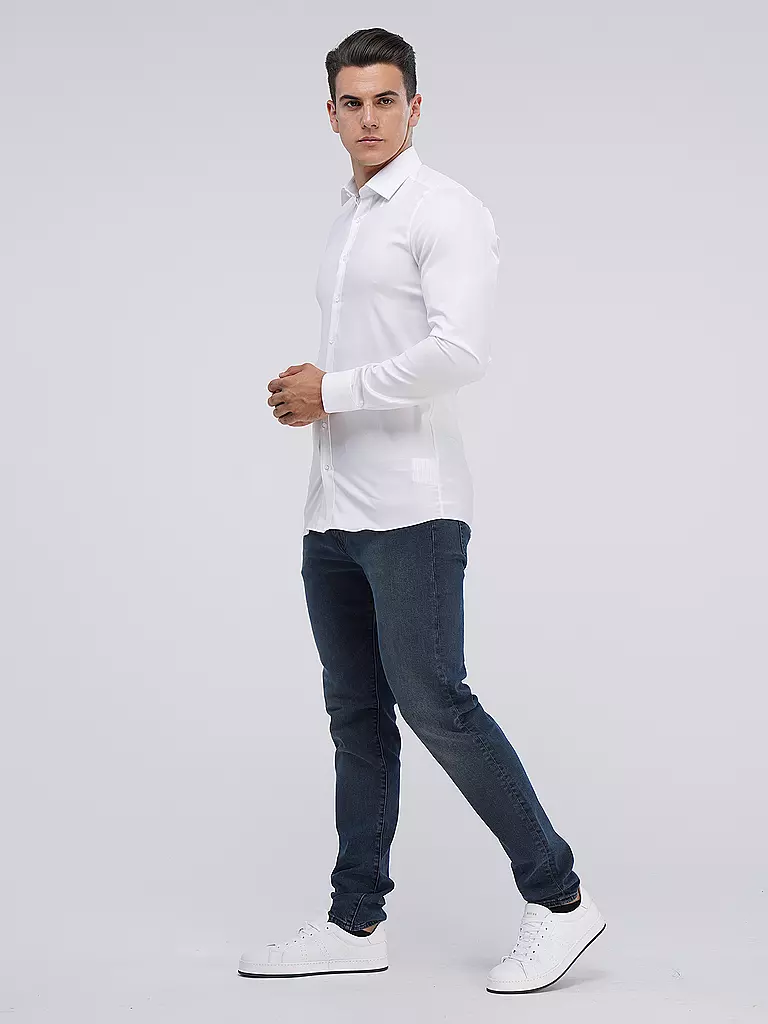 OLYMP LEVEL FIVE Hemd Body Fit Extralange Ärmel weiss