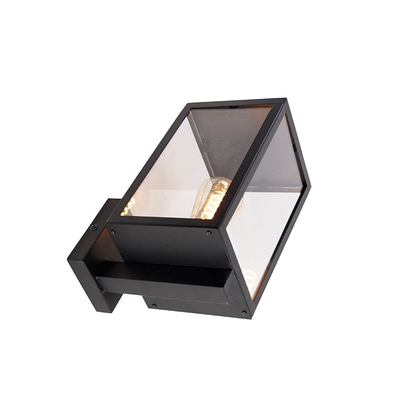 Moderne buiten wandlamp zwart met glas 30 cm - Rotterdam