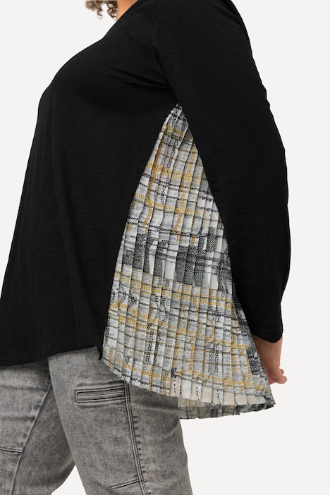Shirt, Rücken-Plissee, A-Linie, Rundhals, Langarm