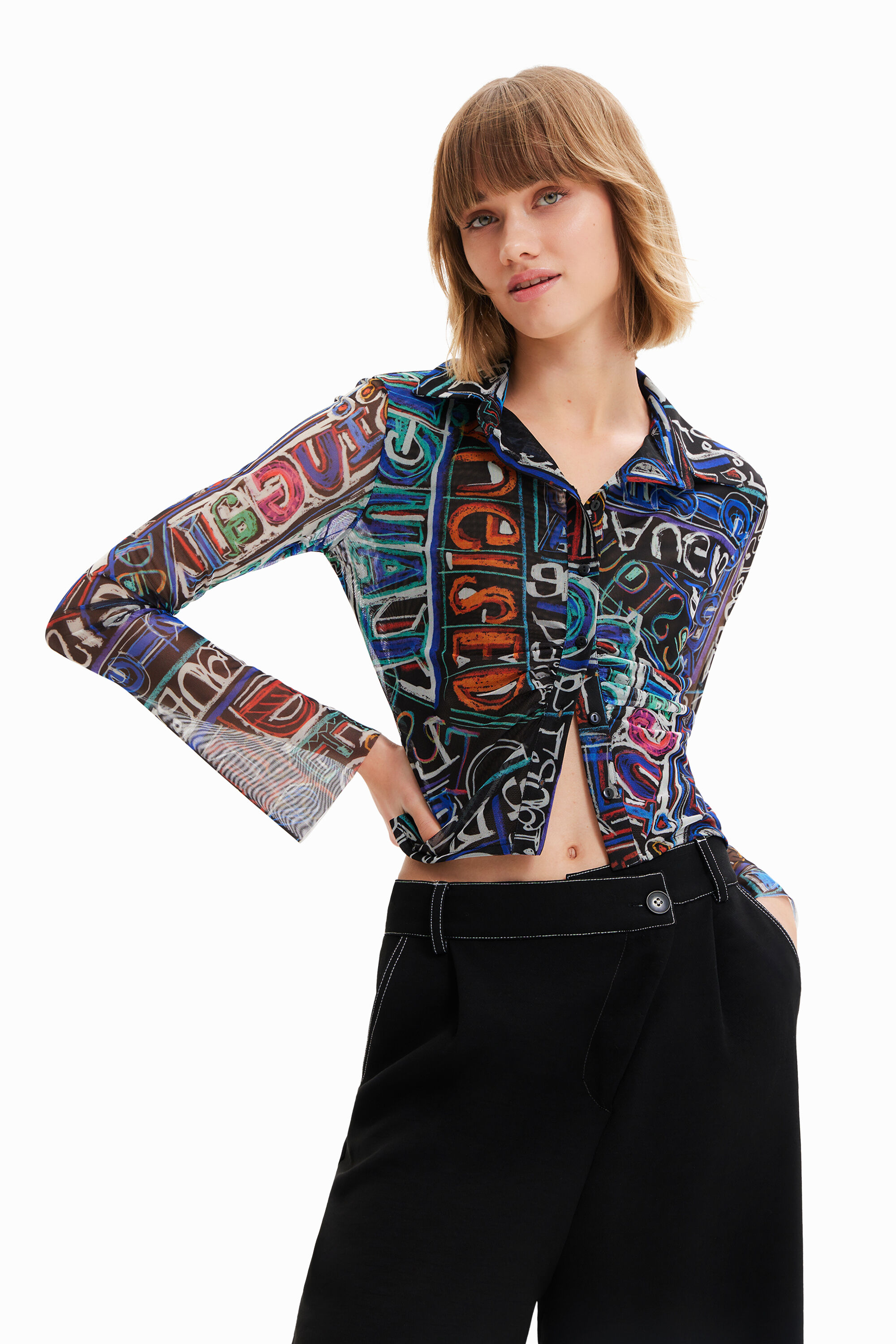 T-shirt court slim tulle