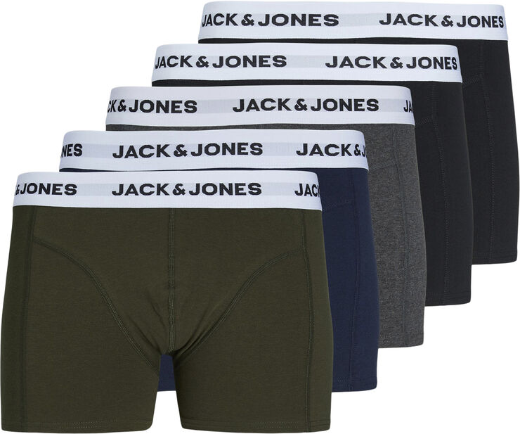Jack & Jones JACBASIC WHITE WB TRUNKS 5 PACK NOO Forest night/navy blazer - dark gre