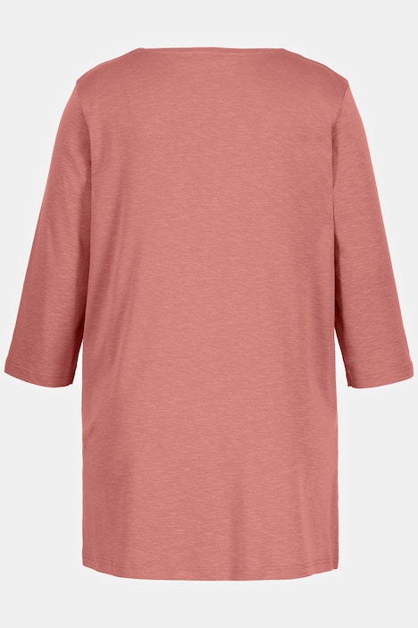 Longshirt, Spitze, V-Ausschnitt, 3/4-Arm, Biobaumwolle