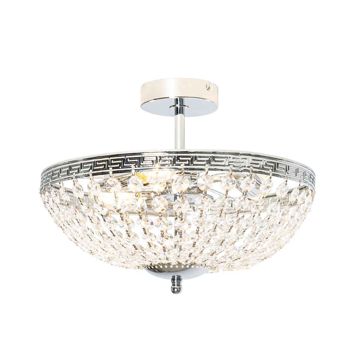 Klassieke plafondlamp staal met kristal 3-lichts - Mondrian