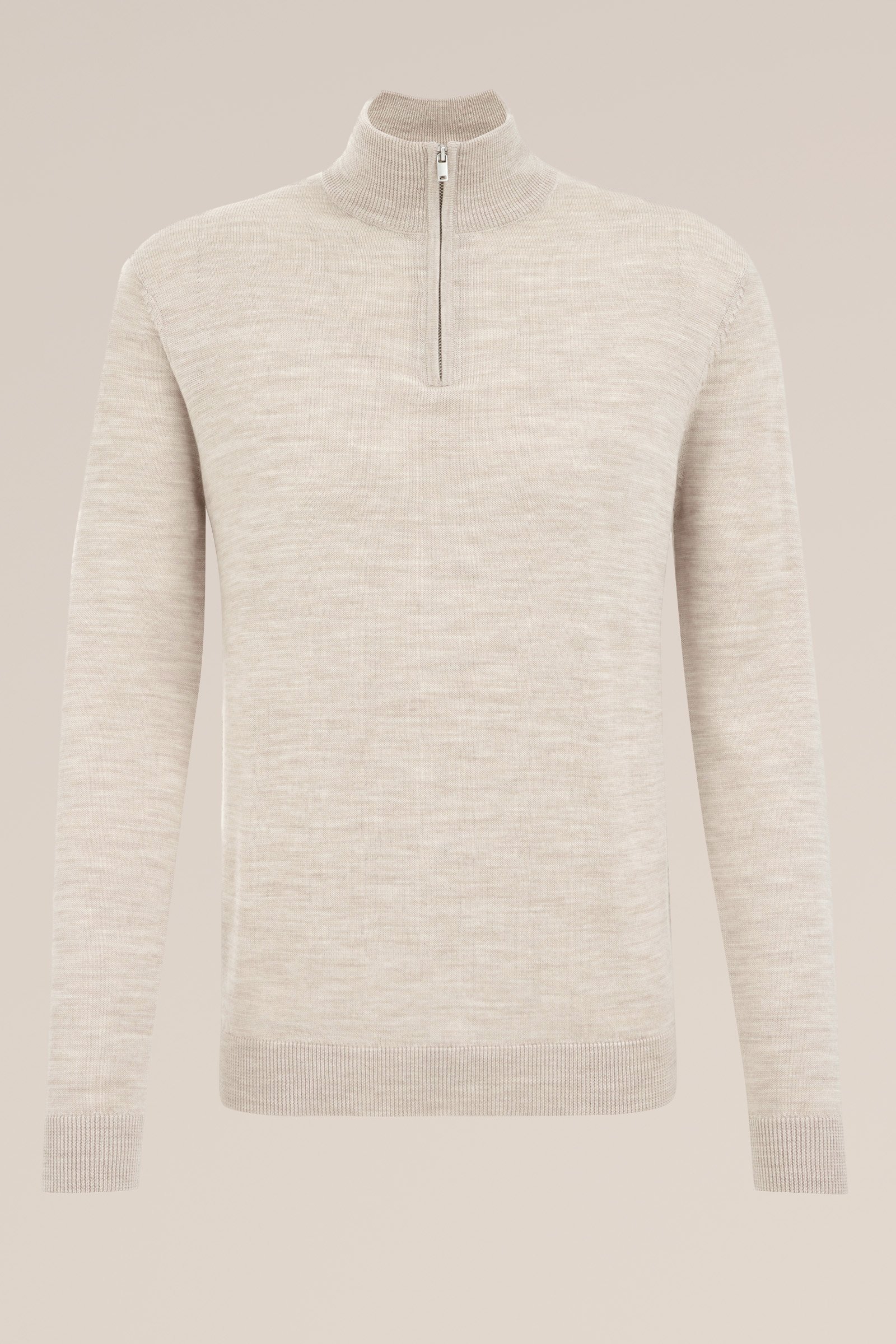 trui met rits van merinowol Fundamentals Beige