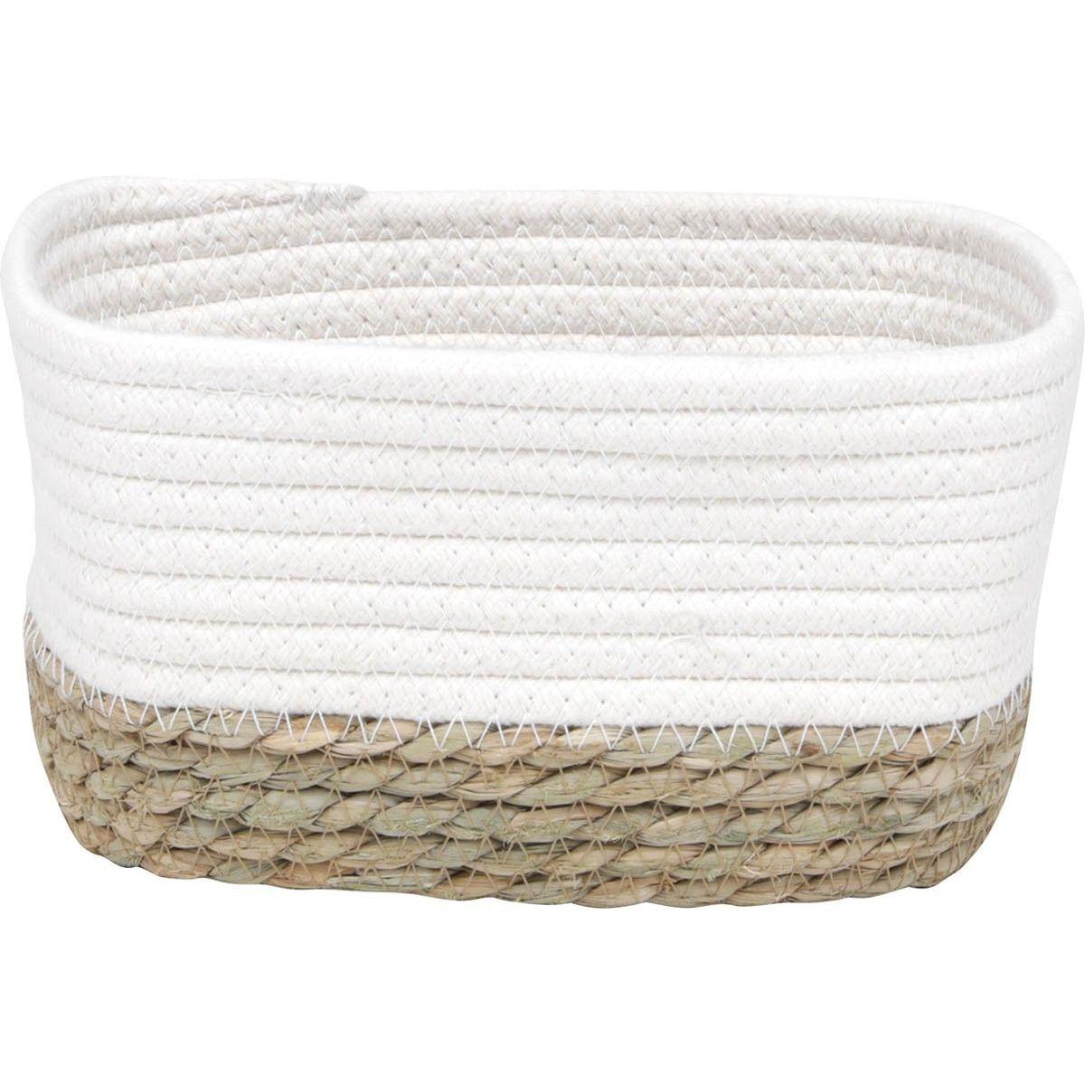 PANIER RECTANGLE COTON VEGETALE 21X13X12CM BLANC NATUREL