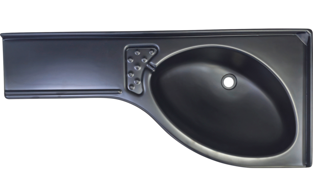 Comet Eckwaschbecken mit Seifenablage links Kunststoff mattschwarz 425 mm x 265 mm