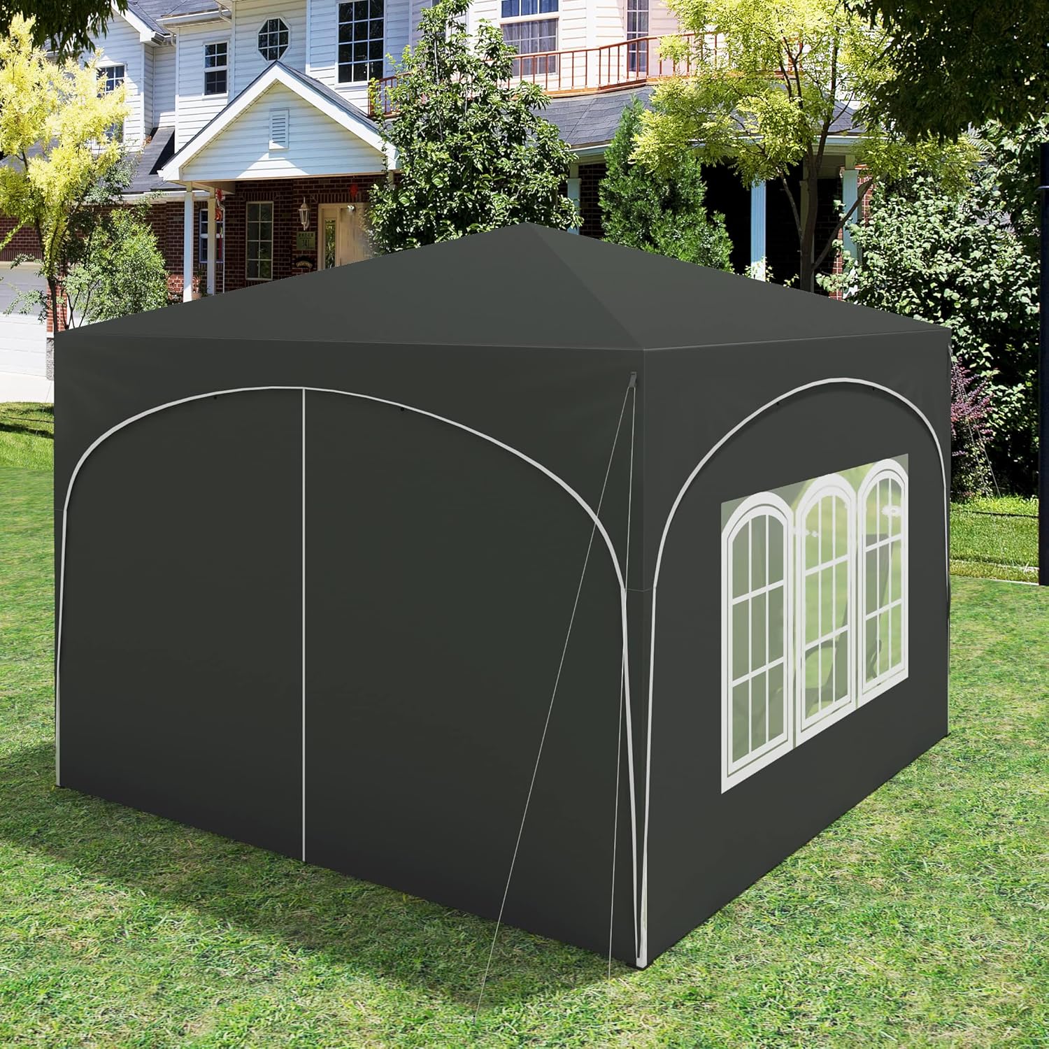 WOLTU Pavillon, Faltpavillon 3x3 m, mit 4 Seitenwänden, Partyzelt wasserabweisend UV-Schutz 50+, höhenverstellbarer Gartenpavillon, mit Tragetasche, für Outdoor Garten Camping Grau