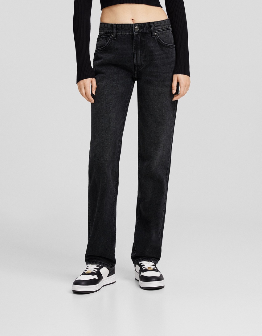 calça jeans de corte reto