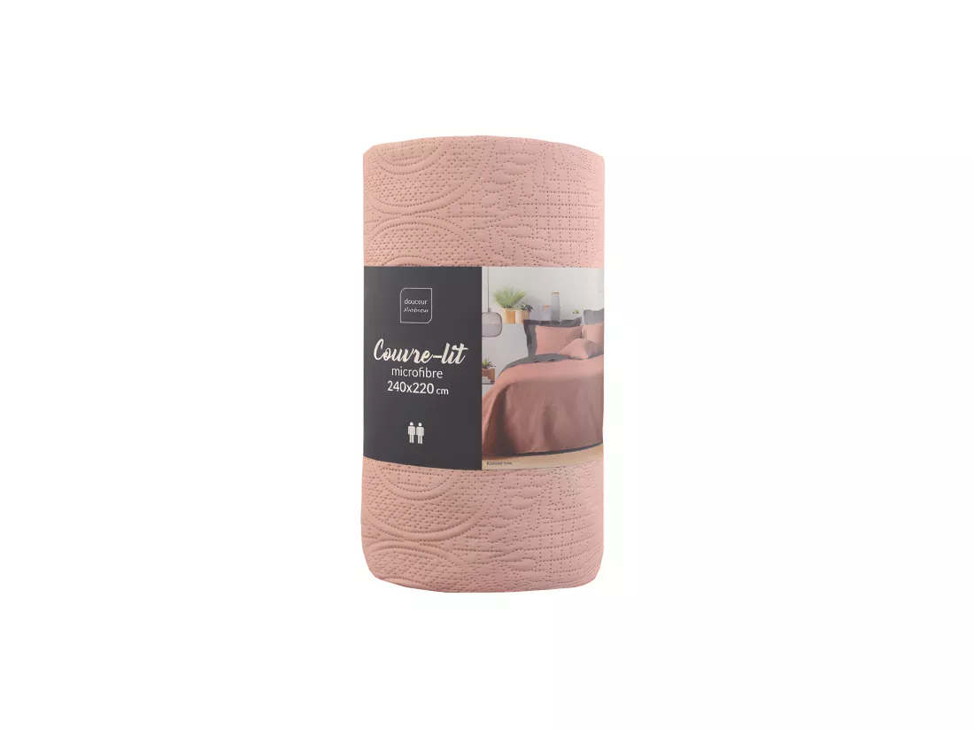 Couvre lit 2 personnes en microfibre matelassé 