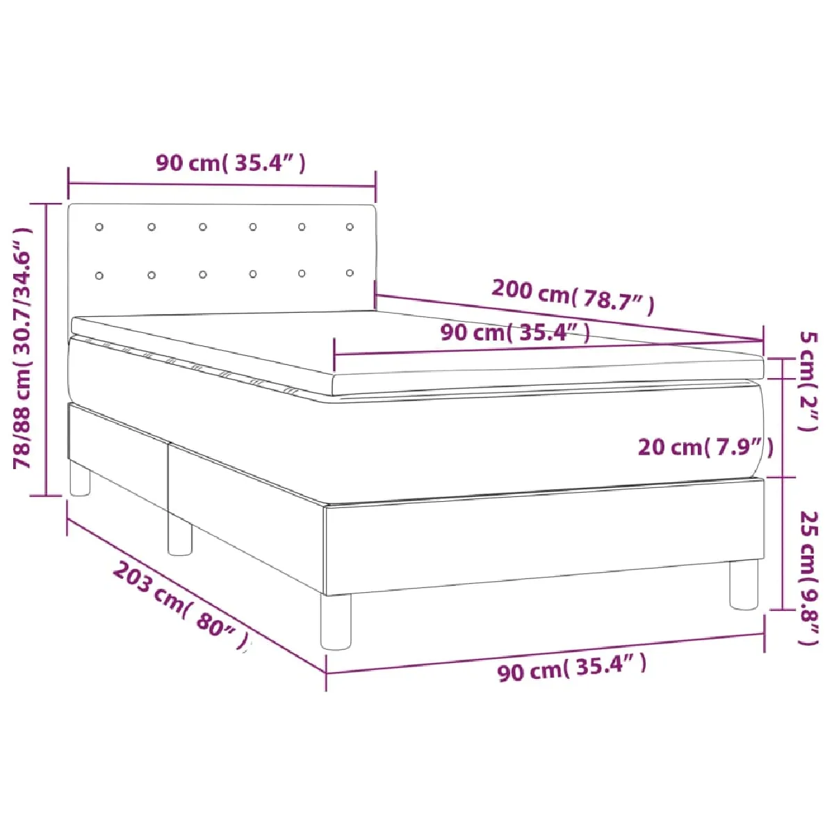 VIDAXL Sommier à lattes Taupe 90x200 cm Tissu