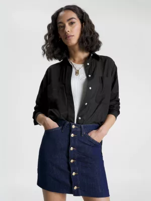 Camisa oversized com bolso de voile