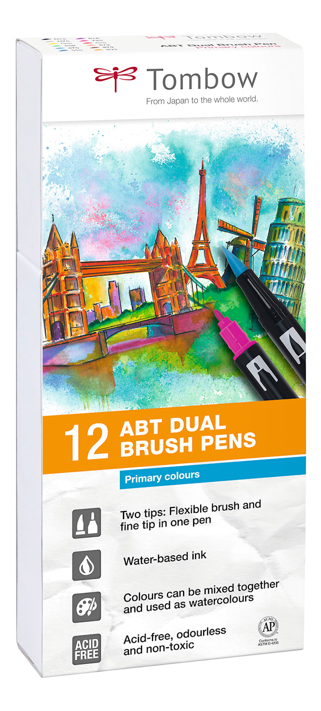 TOMBOW Penselpenn ABT Dual Brush 12P-1 Base farger