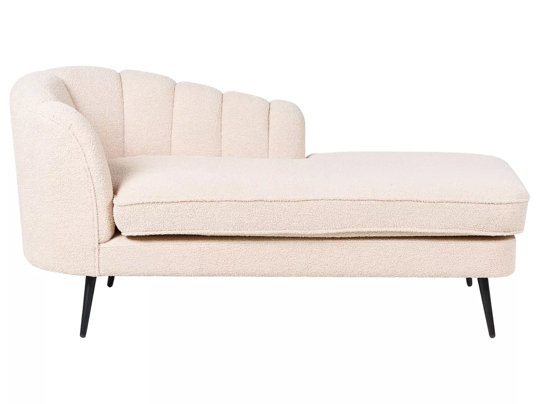 Divan côté droit en bouclé beige clair ALLIER