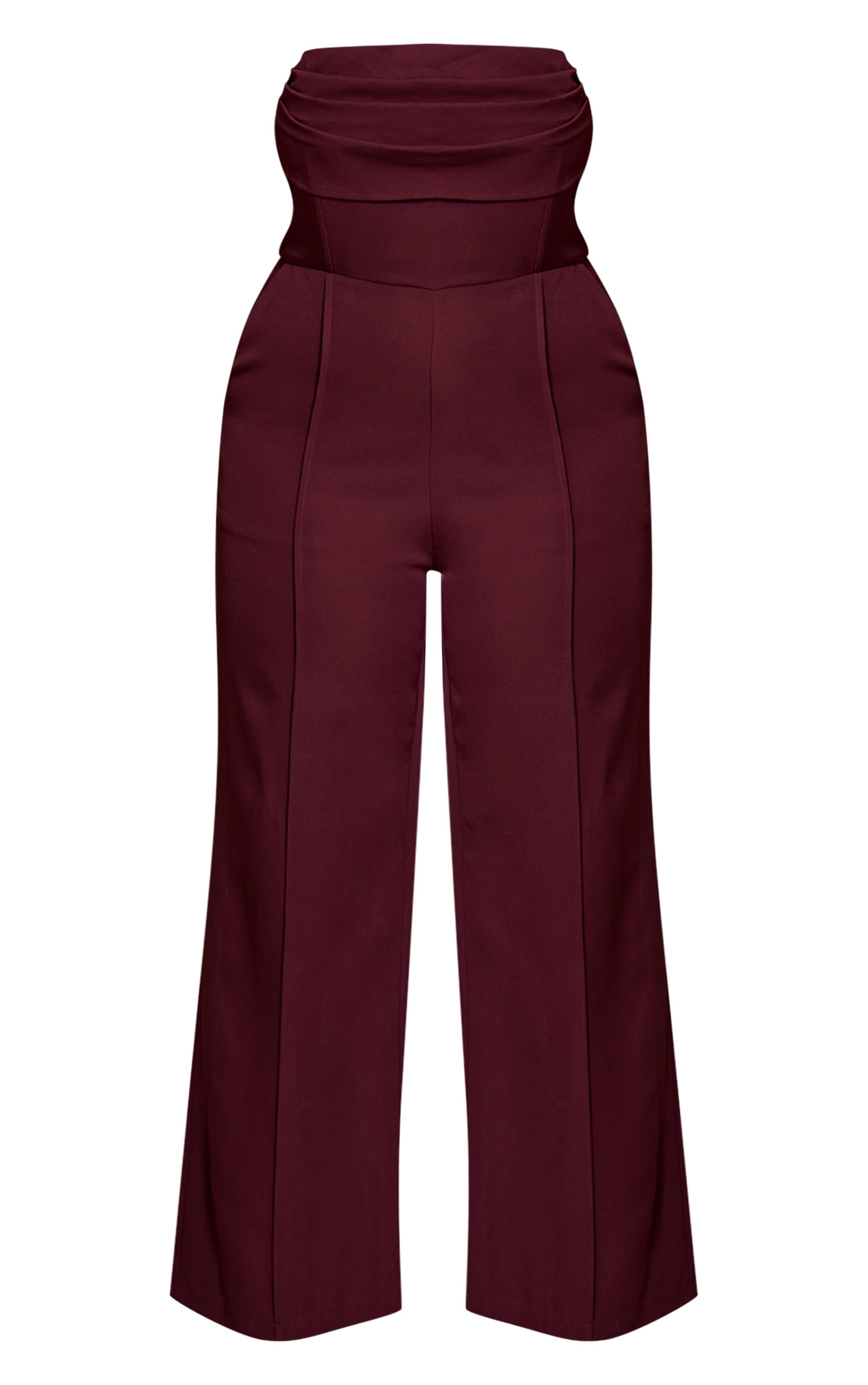 Prune Combinaison Grande Taille Bandeau Col Bénitier Avec Poches