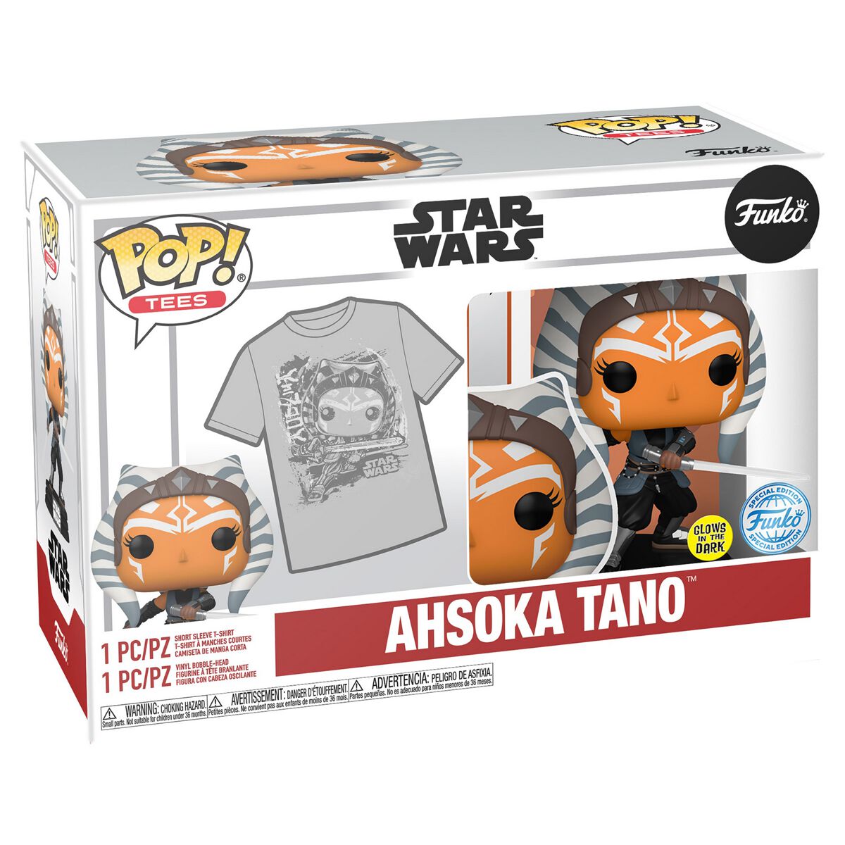 The Mandalorian - Ahsoka Tano - Pop! & T-Shirt (Brille dans le Noir) | Star Wars Funko Pop!