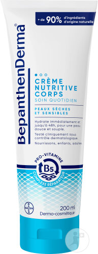 BepanthenDerma Crème Nutritive Corps Peaux Sèches Et Sensibles 200ml