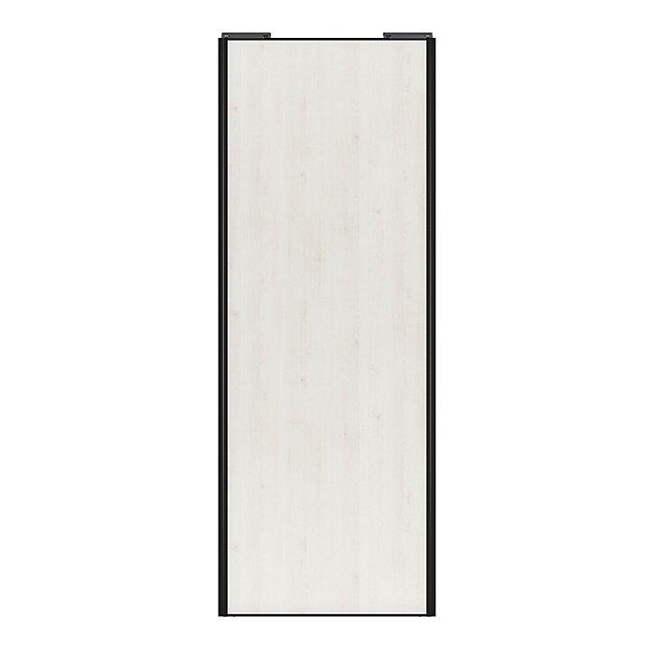 Porte de placard coulissante bois nordique profil noir GoodHome Arius H. 248,5 x L. 92.2 cm + amortisseurs