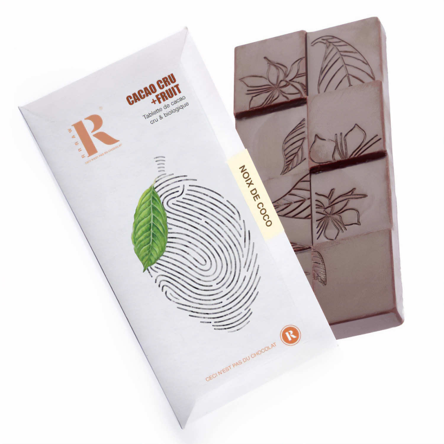 Tablette de chocolat cru (72%) bio et vegan - Noix de coco