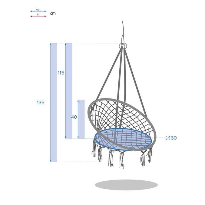 Chaise de détente suspendue en macramé PLUMAYA Beige