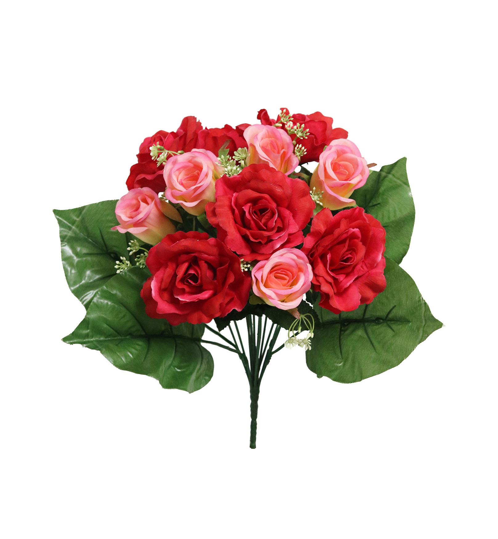BOUQUET DE ROSES ET BOUTONS DE ROSES H.40CM