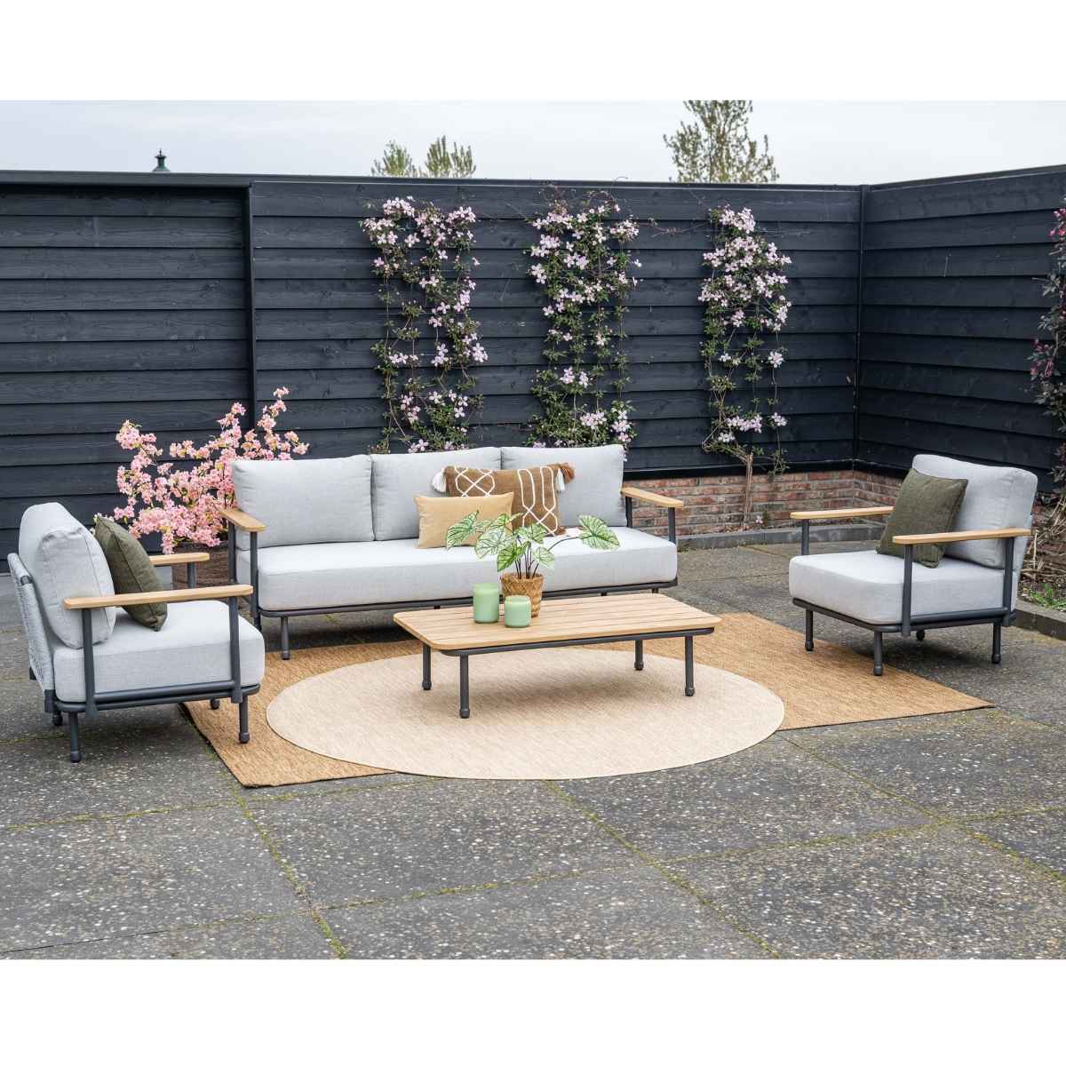 Ripalta aluminium loungeset - carbon black - valley sand