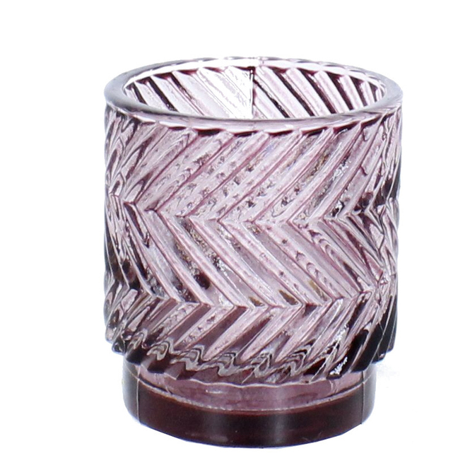 Windlicht Pfeilmuster rot - aus Glas - ca. 7 x8 cm