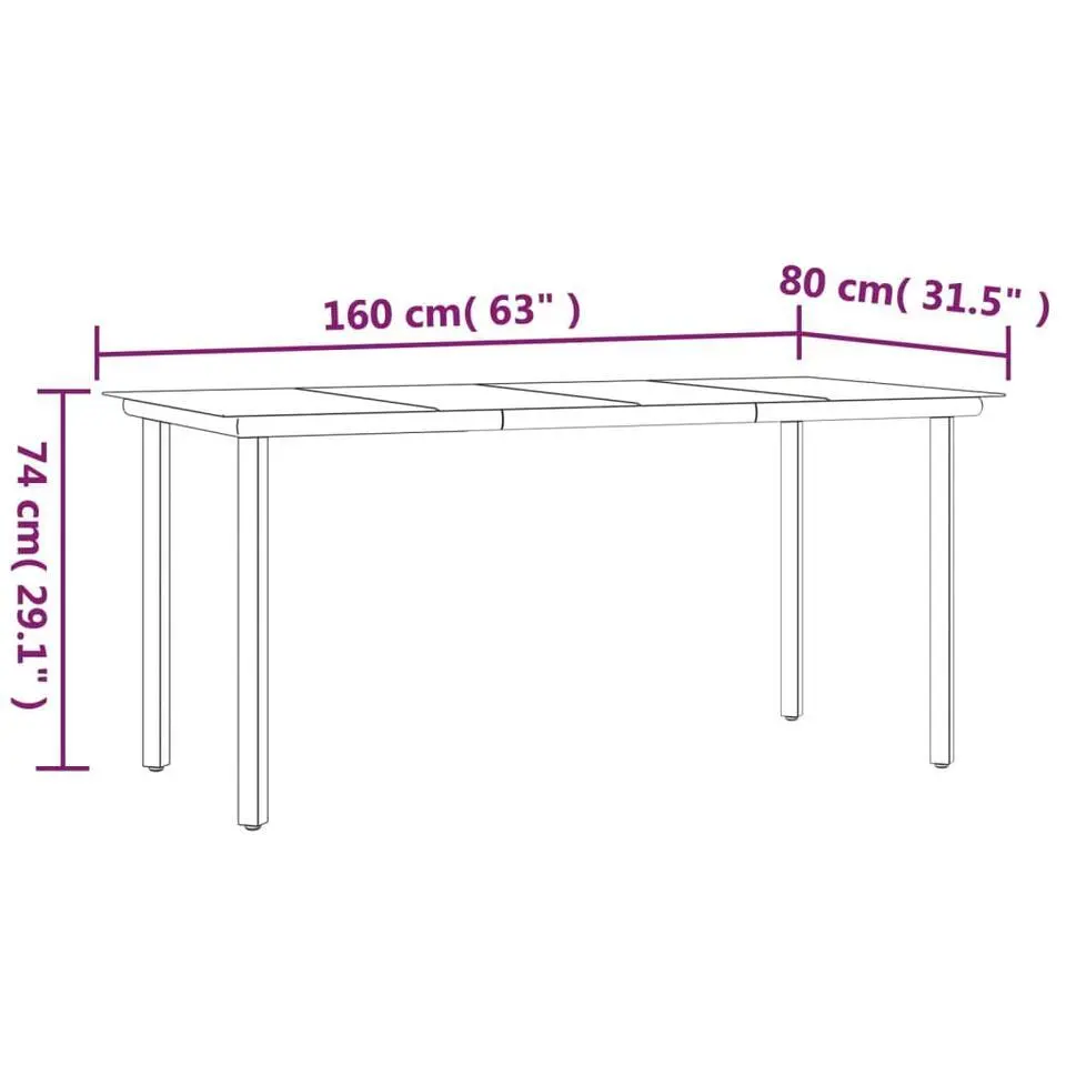 vidaXL - 4-zits Tuinset - Zwart - Textileen met voering en staal - 160x80 cm