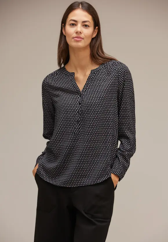 Viskosebluse mit Print - Black