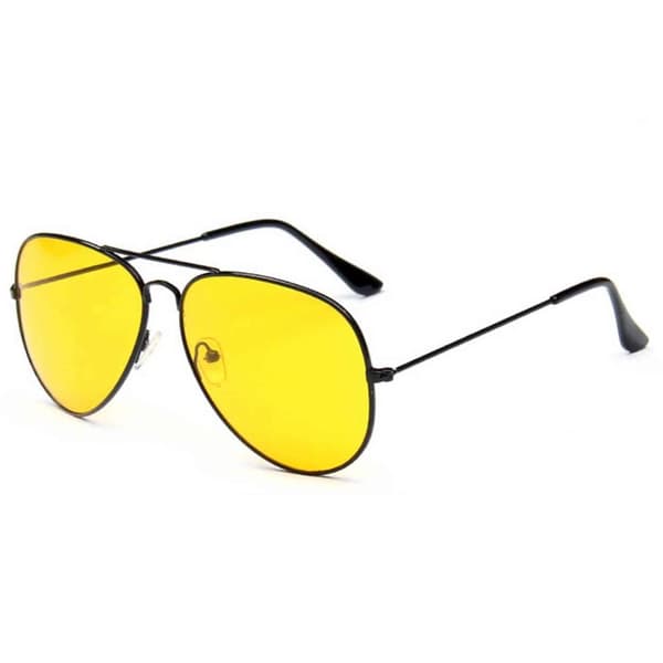 Solbriller pilot svart gul glass + senil streng