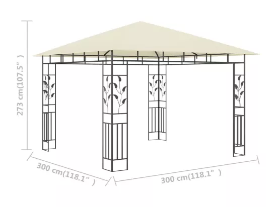 Belvédère avec moustiquaire 3x3x2,73 m Crème 180 g/m²