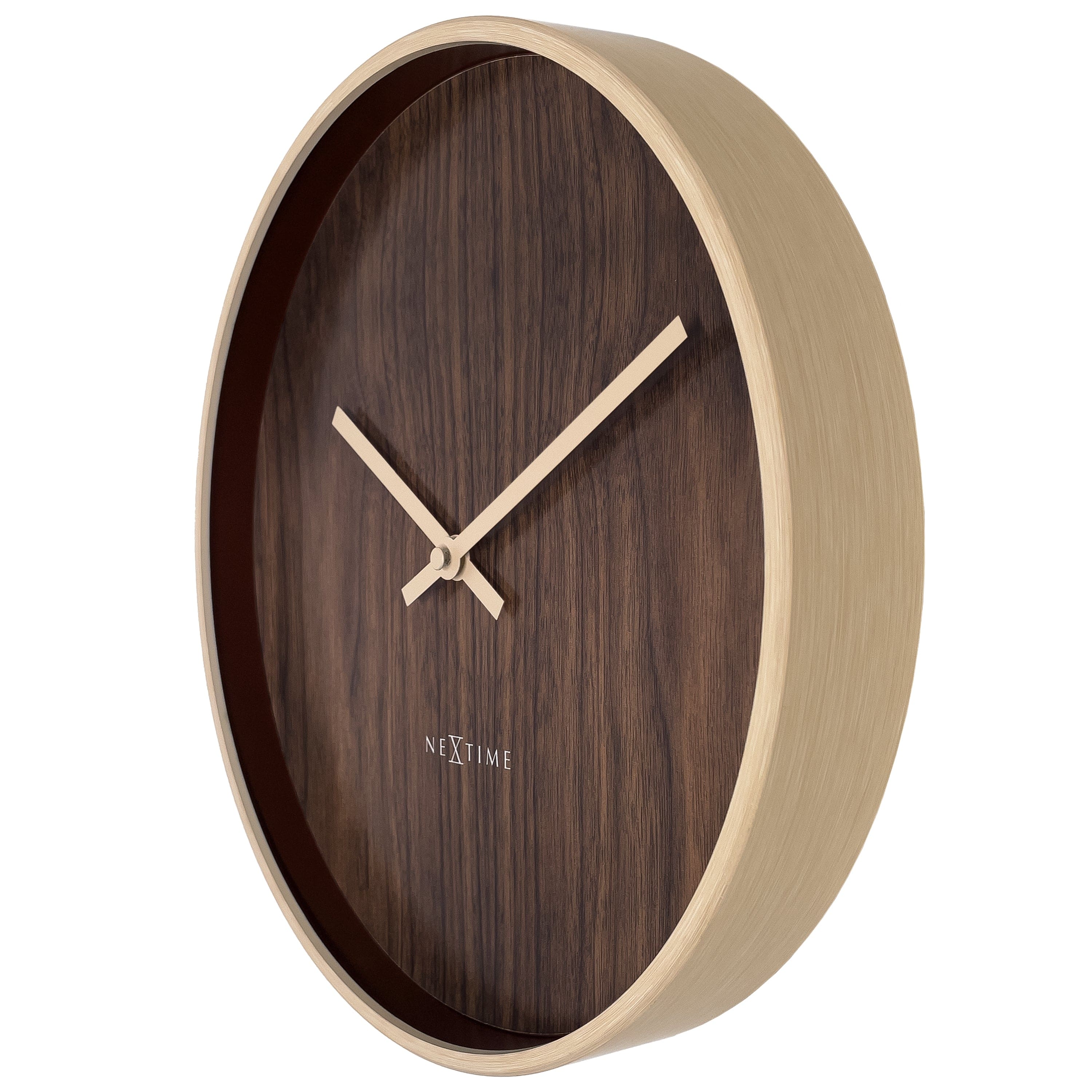NeXtime - Wandklok 30cm - Stille - Lichtbruin|Darkbruin - Plastic -