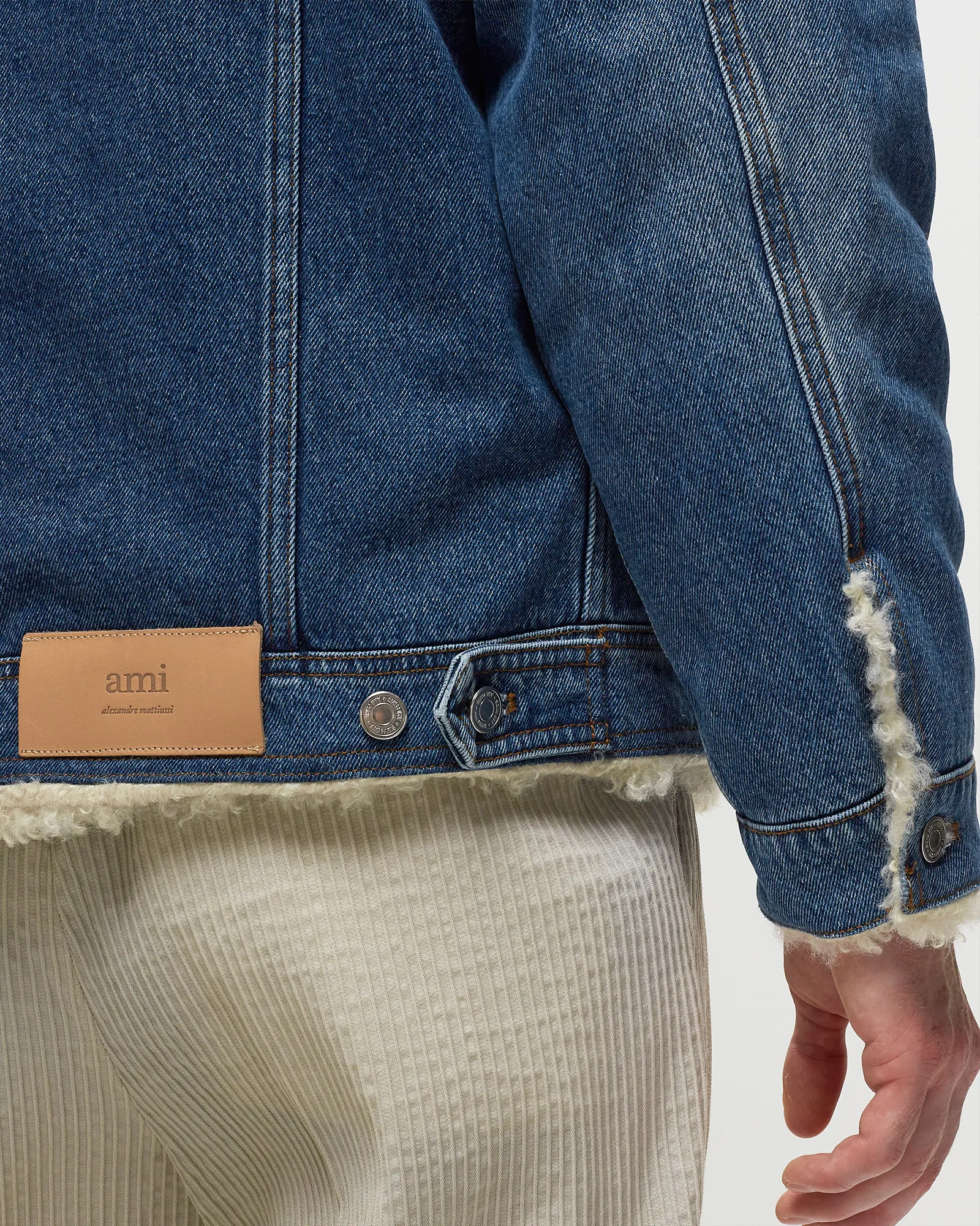 AMI Paris TRUCKER JACKET LINED WITH SYNTHETIC FUR