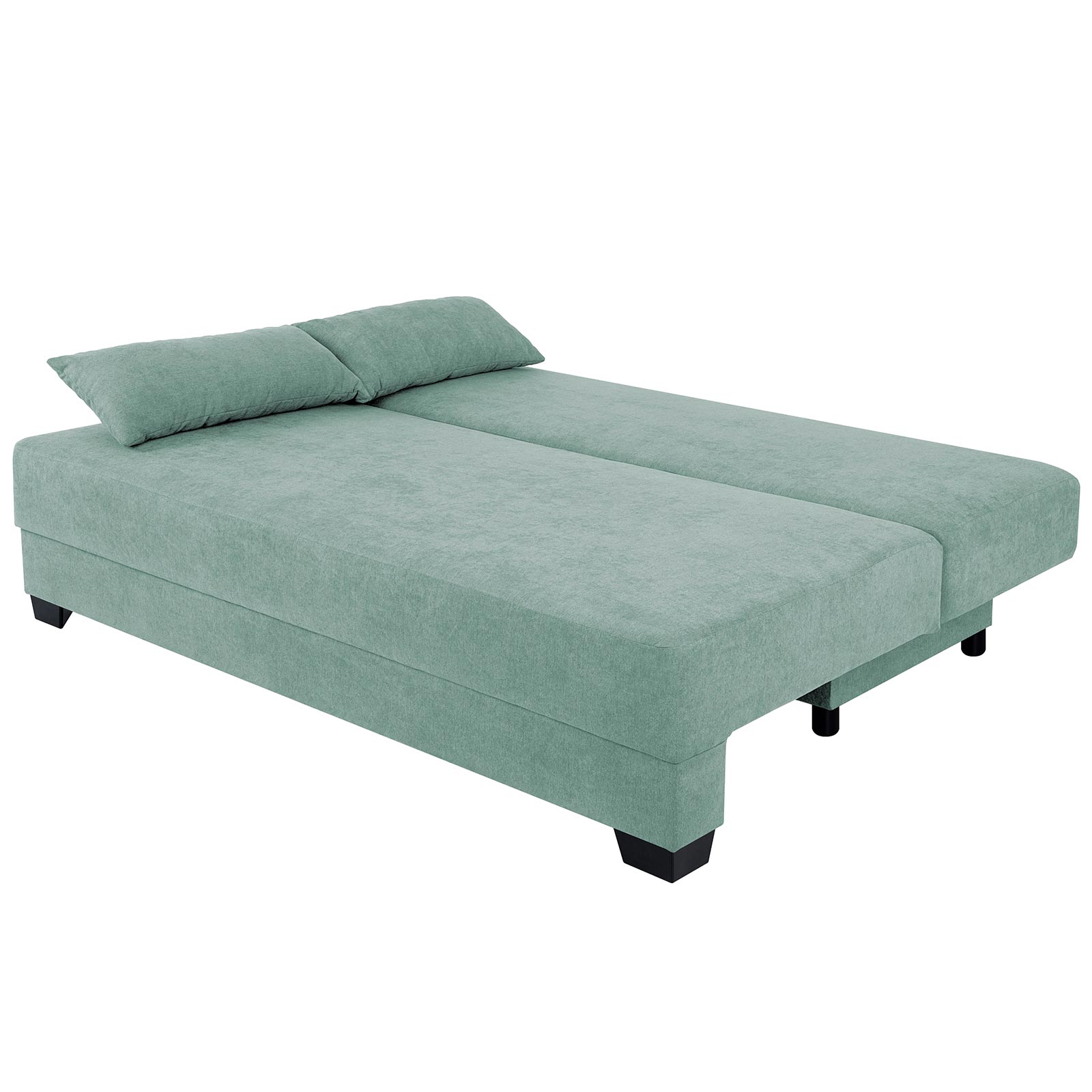Boxspringsofa - mint-grau - Dauerschläfer mit Staukasten