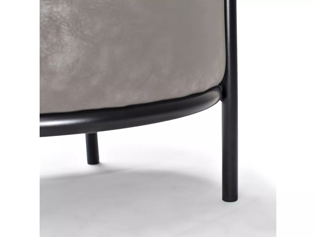 BONN LETHERETTE - Petit pouf rond en létherette