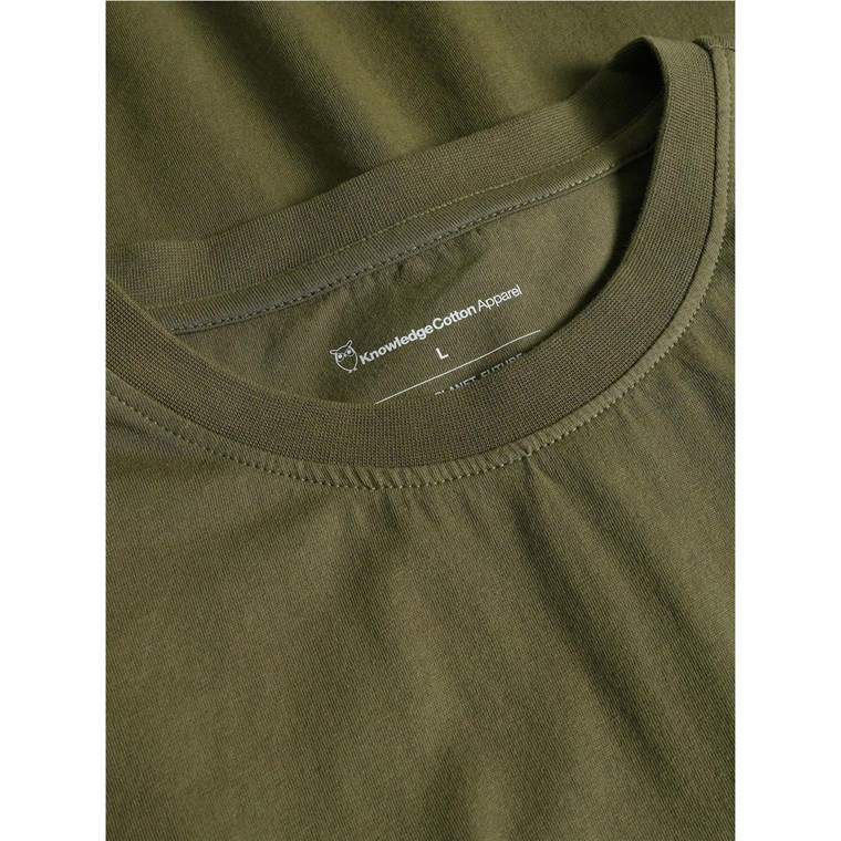 KnowledgeCotton Apparel Regular Single Jersey Mountain Owl Printed T-Shirt Burned Olive