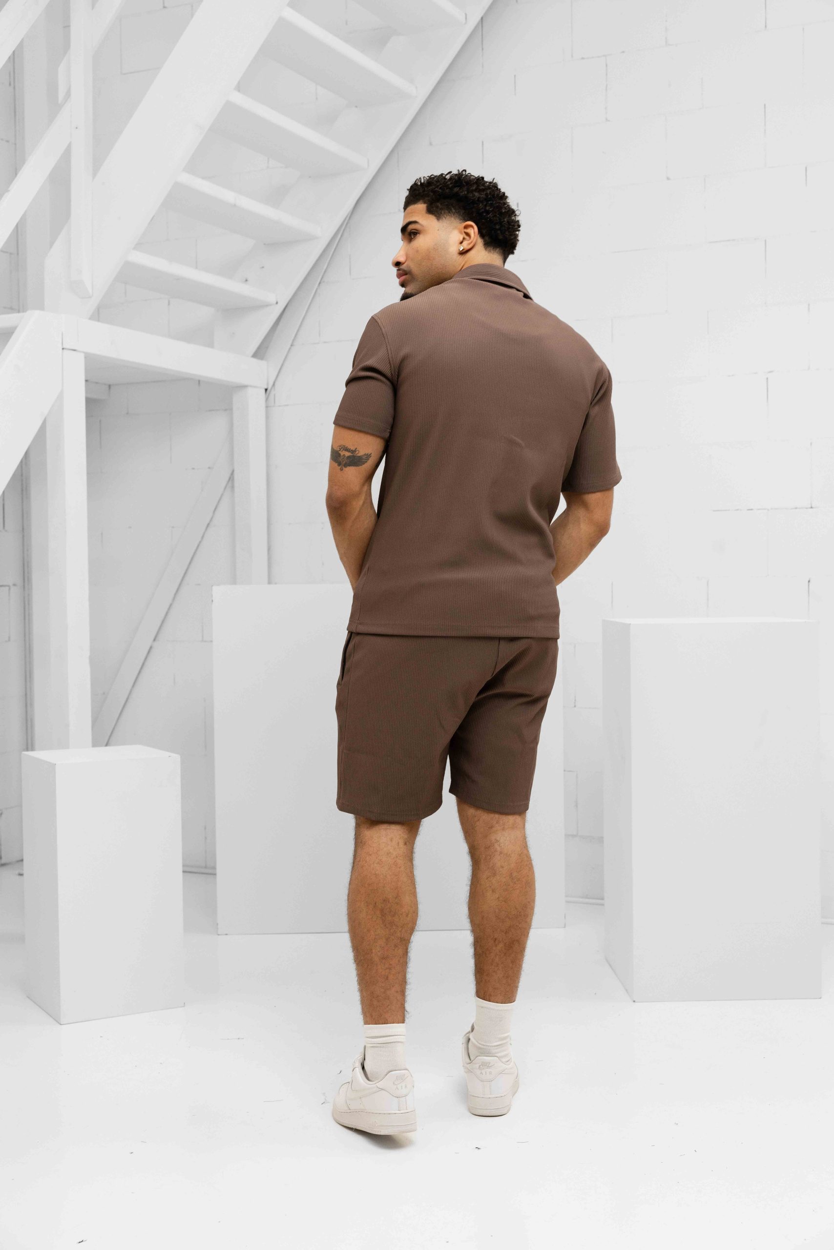 Malelions Ribbed Camp Collar Zomerset Heren Bruin
