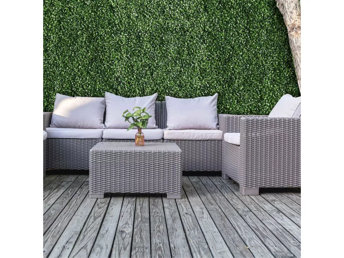 Buxus - Décoration de mur vert artificiel, jeu de 4 panneaux de haie artificielle 50x50 cm