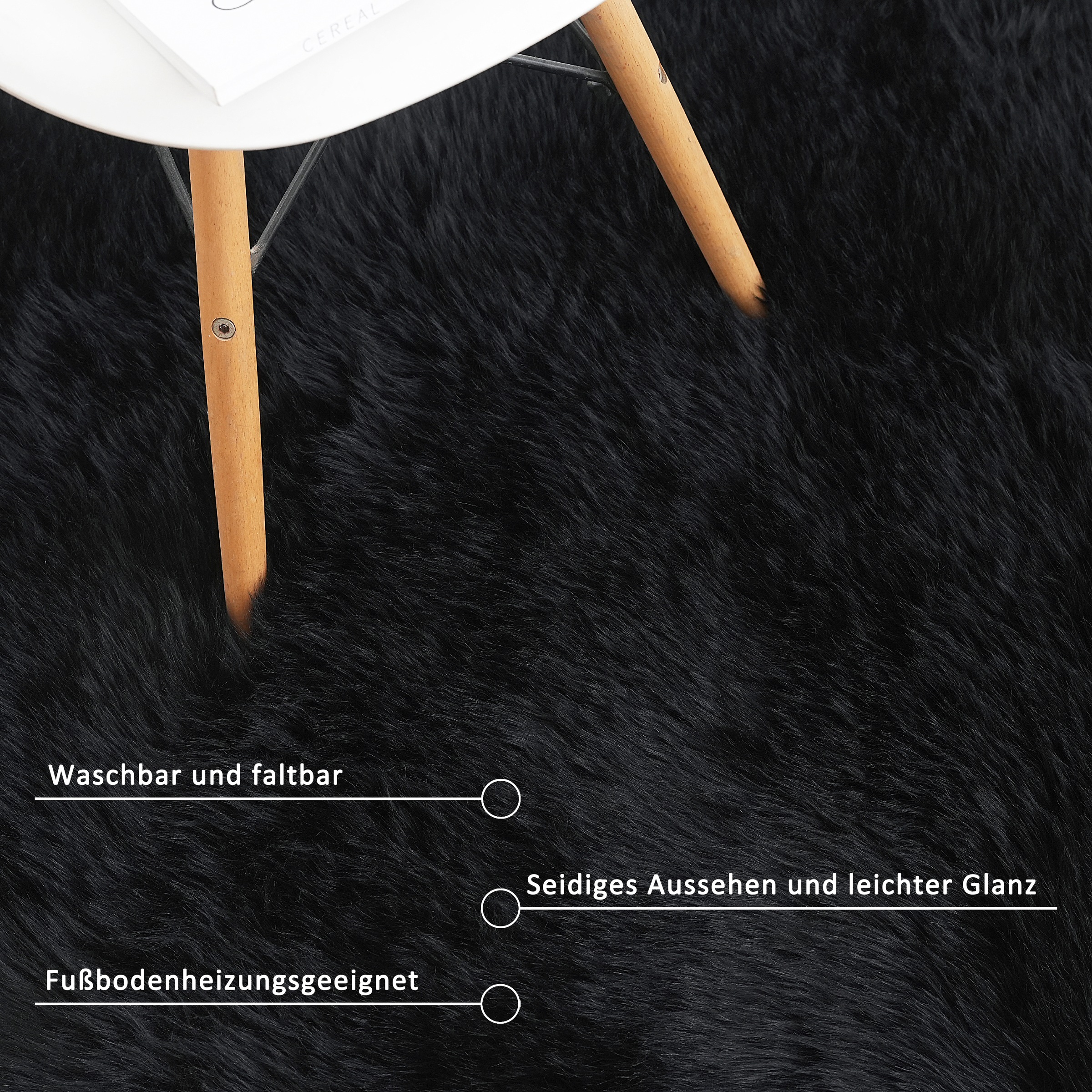 my home Fellteppich »Dena, Hochflor Teppiche« rechteckig 60 mm Höhe Kunstfell, weich, Uni-Farben, Wohnzimmer, Schlafzimmer, Esszimmer