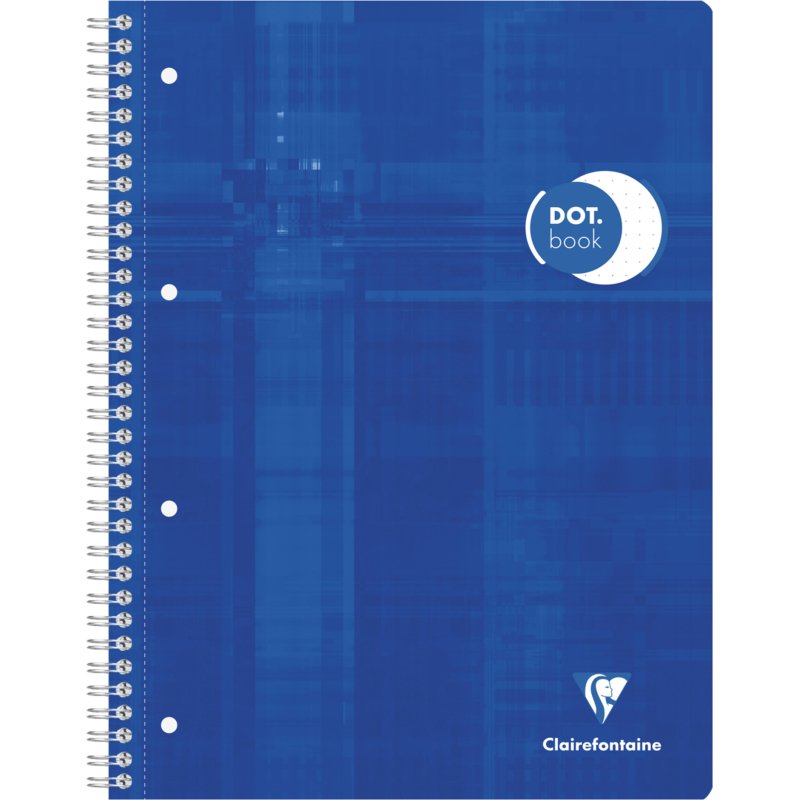 Cahier spirale Clairefontaine Dot Book  22,5 x 29,7 cm assorti aléatoire point DOT avec marge et cadre en-tête - 240 pages