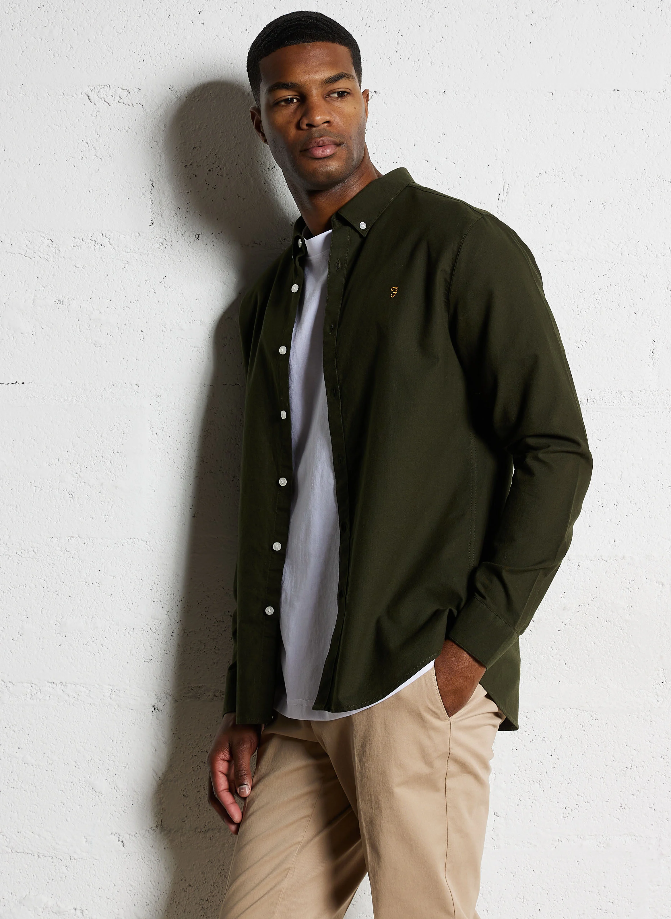 Chemise slim-fit en coton biologique | Vert