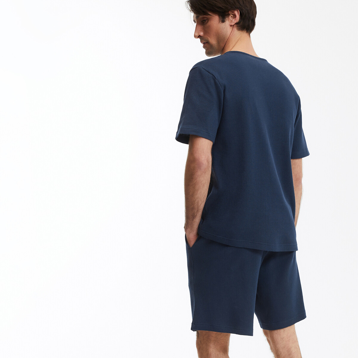 COLEÇÃO LA REDOUTE<br>Camiseta shorts de pijama com gola tunisiana e mangas curtas