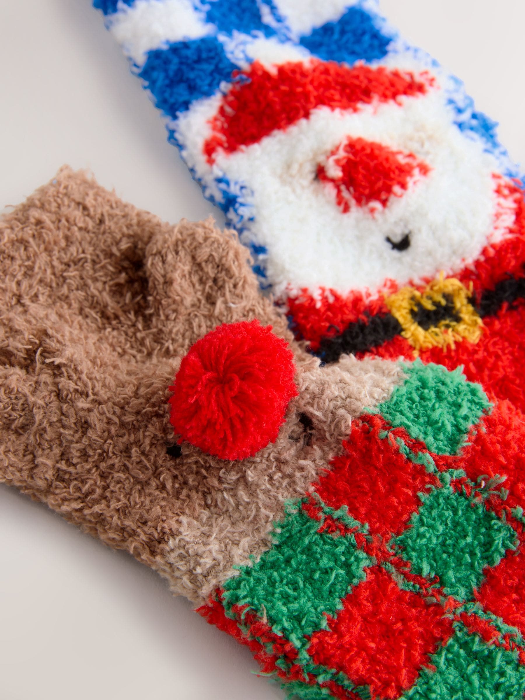 Santa/Reindeer Checkerboard - Set van 2 paar behaaglijke kerstsokken