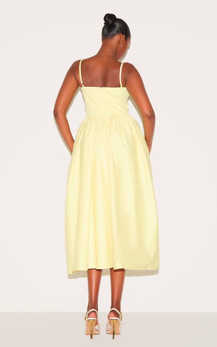 Citron Robe Mi-longue À Bretelles Avec Bustier Froncé À Corset Et Imprimé Floral Abstrait