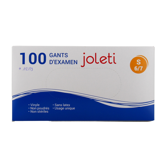 Gants d'Examen en Vinyle Non Poudrés Joleti