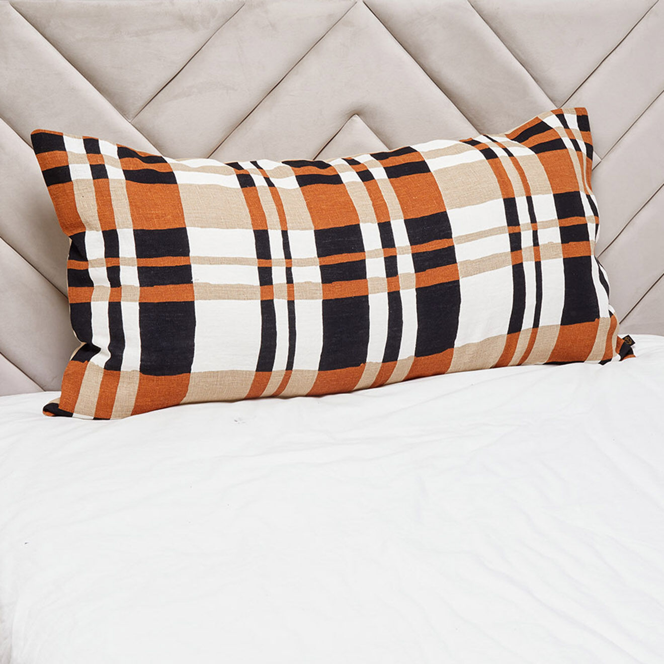 Haomy Housse de coussin en Lin & Coton Cork caramel - 55x110 cm