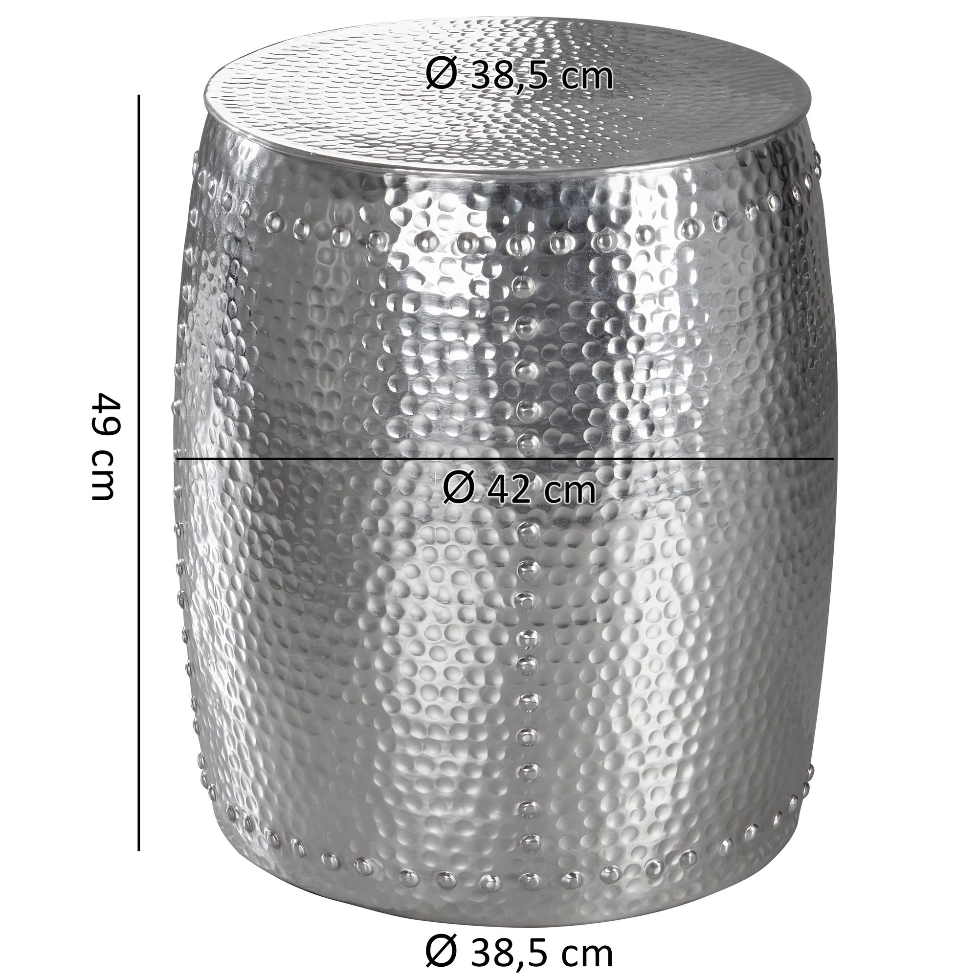 KADIMA DESIGN Beistelltisch ENNS: Orientalisch, Hammerschlagstruktur, Aluminium, 38,5 cm Durchmesser