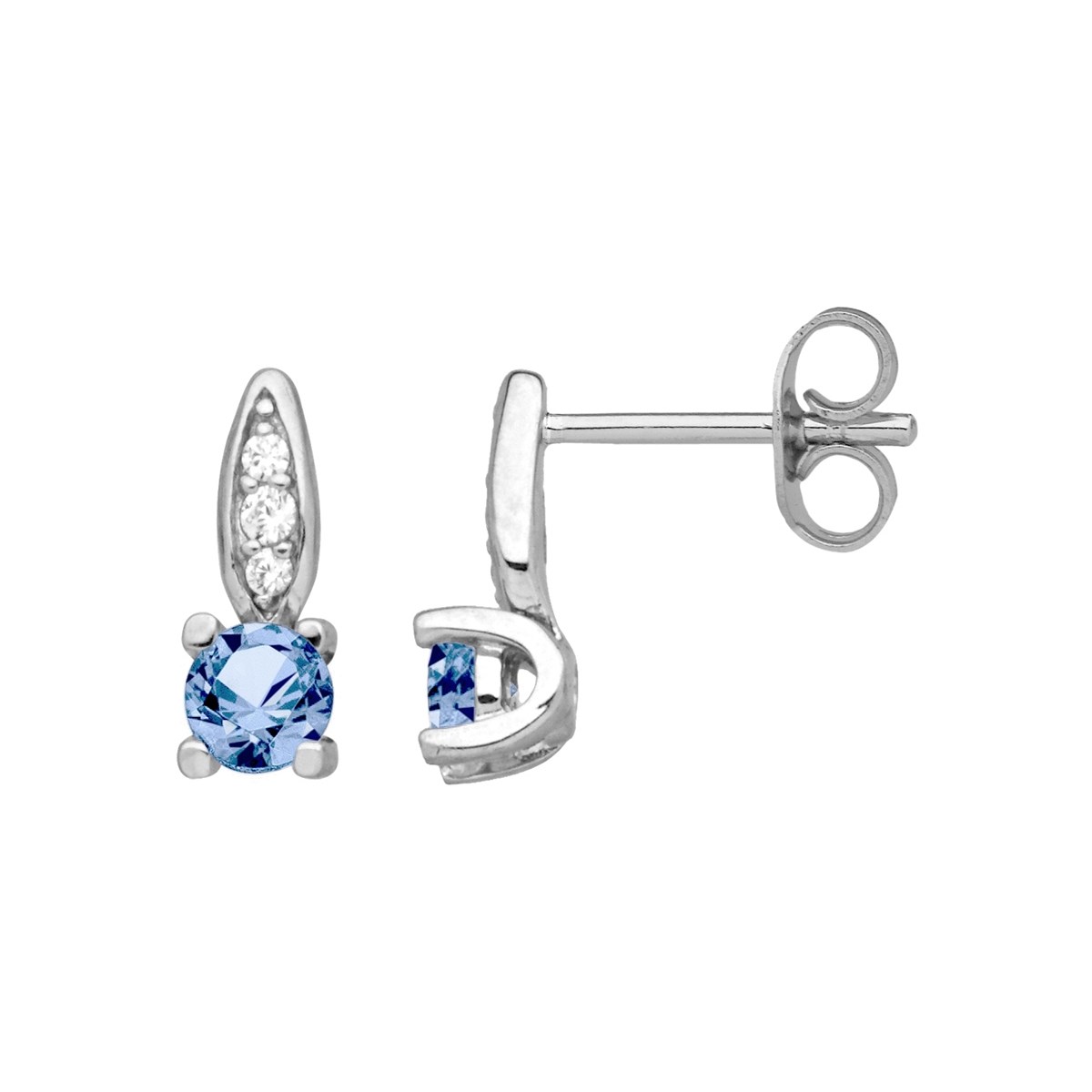 Boucles d'oreilles puces en Argent avec spinelle bleu topaze