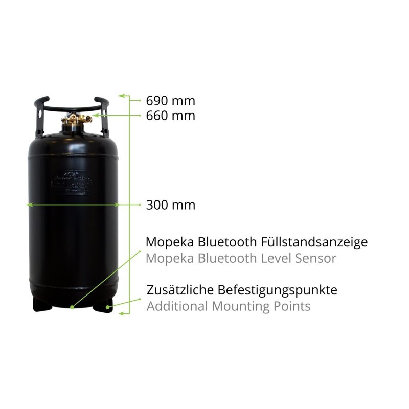 CAMPKO Gastankflasche 36 Liter mit 80% Multiventil
